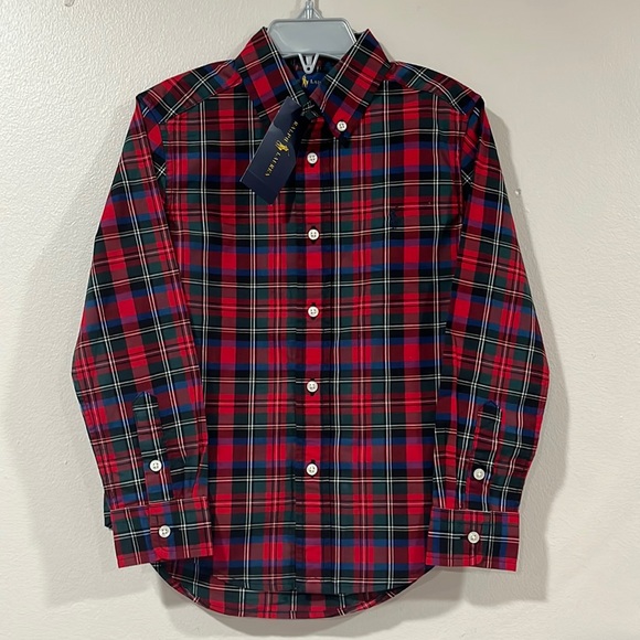 Polo Ralph Lauren Other - POLO RALPH LAUREN Boys Green/Red Plaid Button Long Sleeve Shirt. NWT. Size 5.